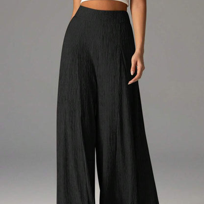 Wide pleated pants for women with high waist and elastic waistband Chic and Style
