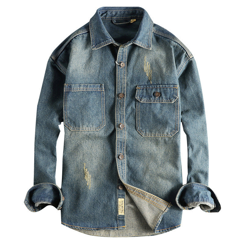 Chemise en jean pour hommes avec poches à rabat et design vintage Chic und Stil