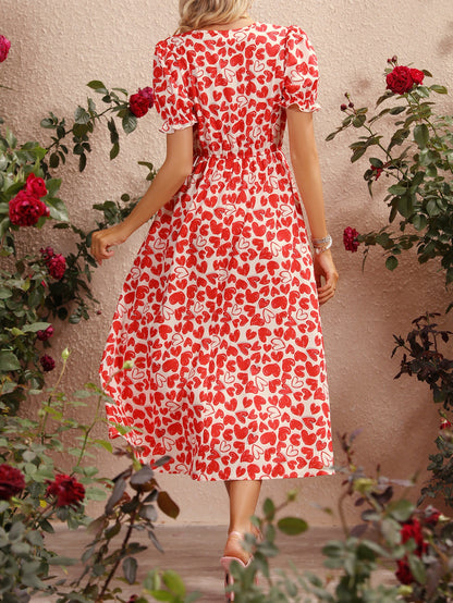Robe mi-longue pour femmes avec motif en cœur et taille élastique Chic und Stil