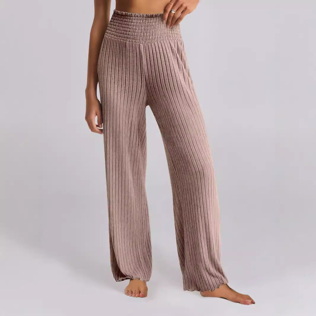 Chic and Style Wide Ribbed Palazzo Pants for Women