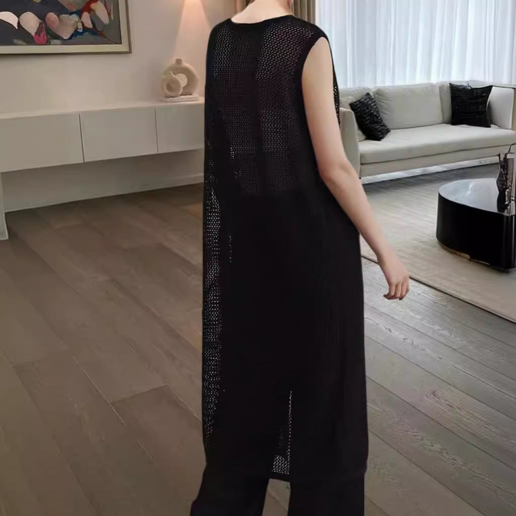 Dames gilet en tricot avec coupe ample et lien Chic und Stil