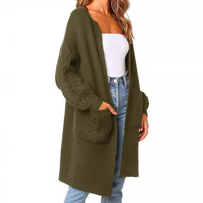 Cardigan long pour femme en tricot avec motif en relief et poches pratiques Chic und Stil