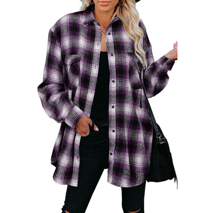 Chemise en flanelle pour femmes avec motif à carreaux et poches plaquées Chic und Stil