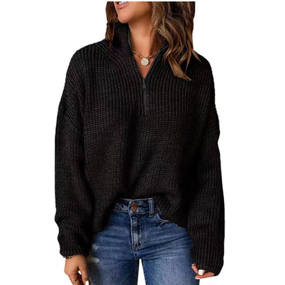 Pull en tricot pour femmes avec fermeture éclair courte Chic und Stil