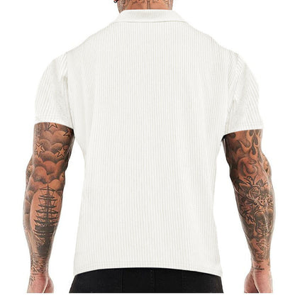 Chemise à manches courtes structurée pour hommes avec patte de boutonnage Chic und Stil