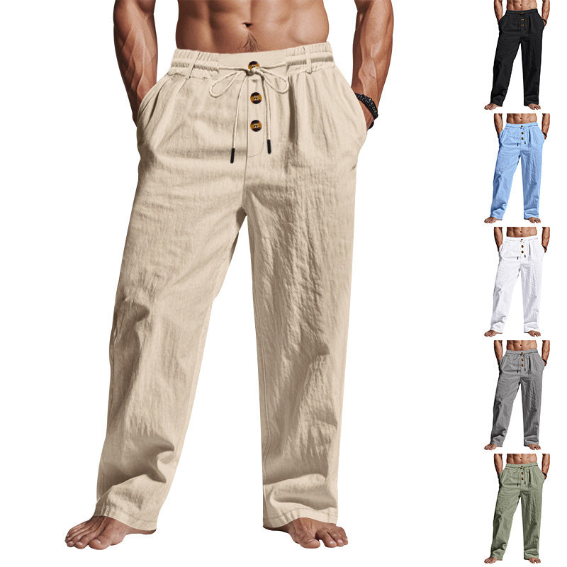 Comfortable and airy linen pants for men with elastic waistband and practical pockets Chic and Style