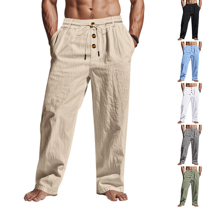 Comfortable and airy linen pants for men with elastic waistband and practical pockets Chic and Style