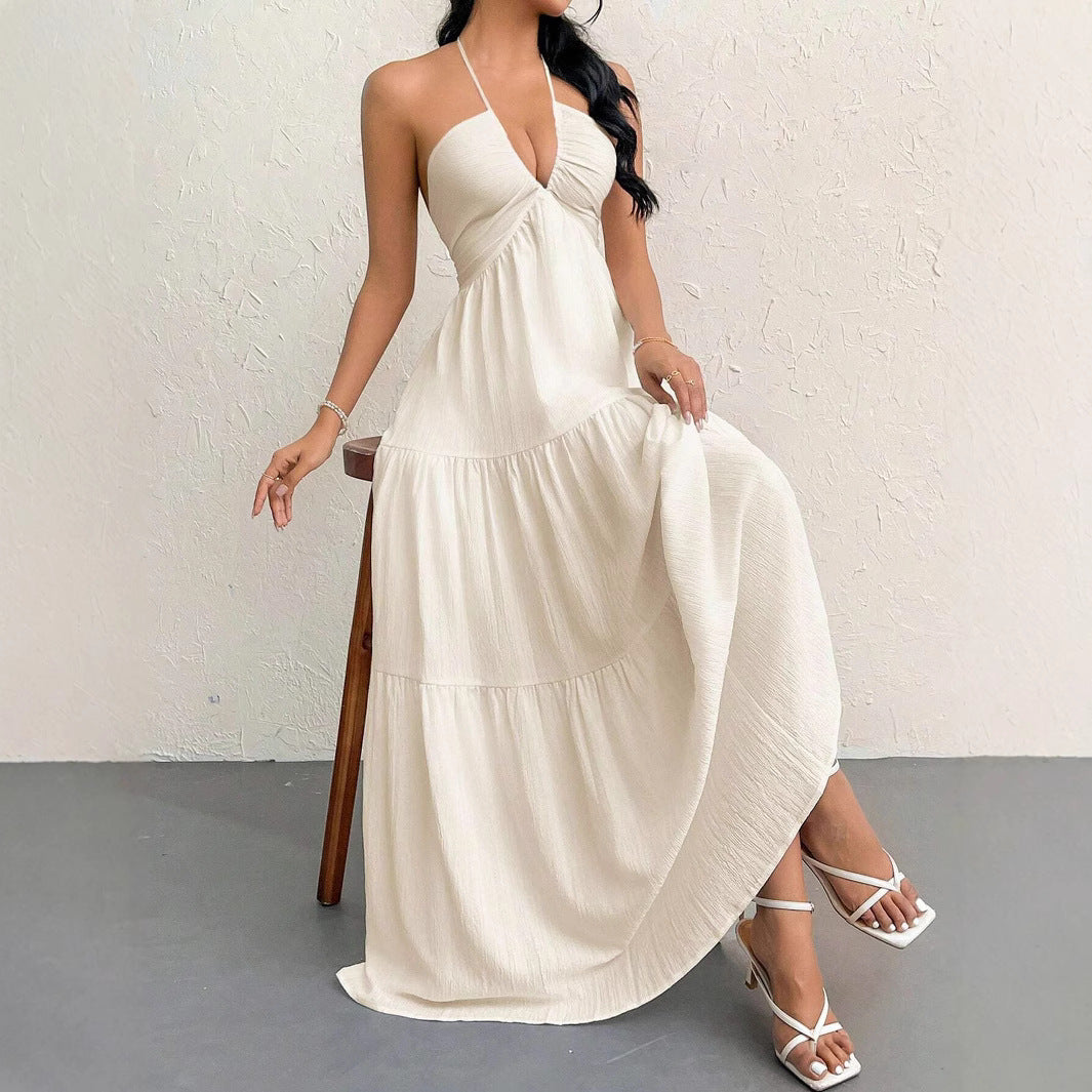 Robe maxi à bretelles pour dames avec volants Chic und Stil
