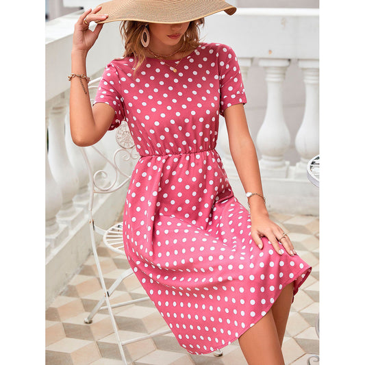 Robe midi pour femmes en matériau de coton souple et taille élastique Chic und Stil