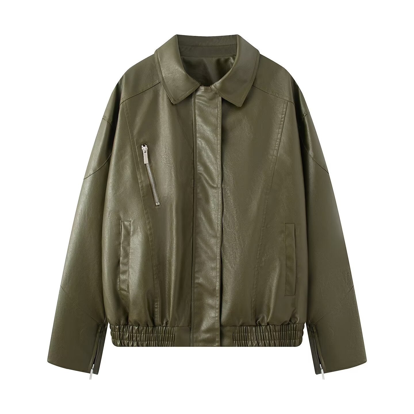 Dames élégante veste en simili cuir avec poches zippées pratiques Chic und Stil