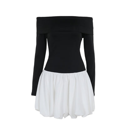 Robes Mini Off-Shoulder pour Femmes avec Manches Longues et Ourlet Froncé Élégant Chic und Stil