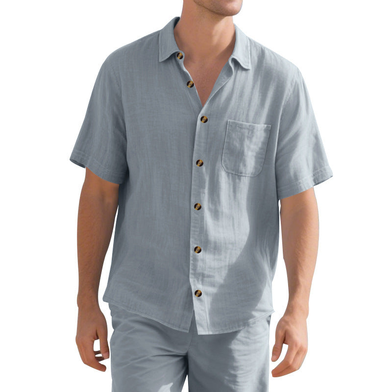 Chemise en lin décontractée pour homme à manches courtes avec poche poitrine pratique Chic und Stil