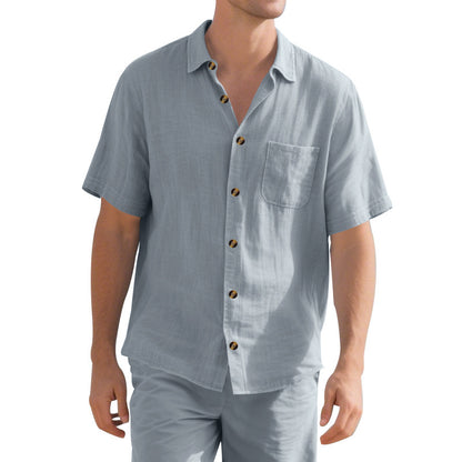 Chemise en lin décontractée pour homme à manches courtes avec poche poitrine pratique Chic und Stil