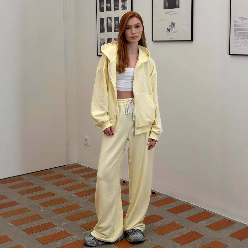 Dames Ensemble décontracté surdimensionné confortable avec capuche et fermeture éclair Chic und Stil