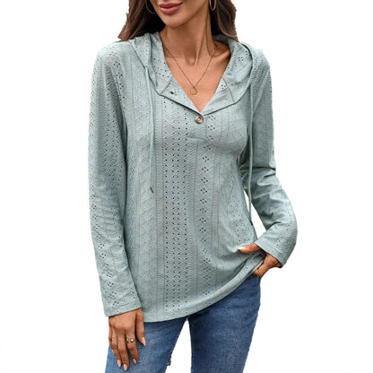 Chemisier pour femmes avec un motif de petits trous et capuche Chic und Stil