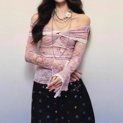 Chemisier femme avec design off-shoulder et motifs floraux Chic und Stil