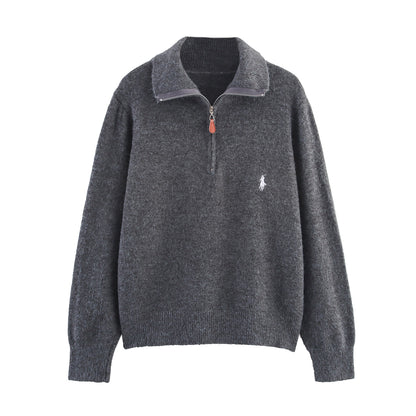 Pull décontracté pour femmes avec col de haute qualité et fermeture à glissière Chic und Stil