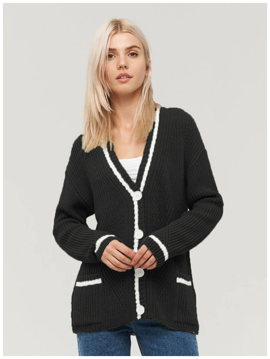 Dames gros tricot cardigan avec poches Chic und Stil