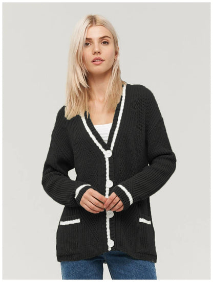 Dames gros tricot cardigan avec poches Chic und Stil