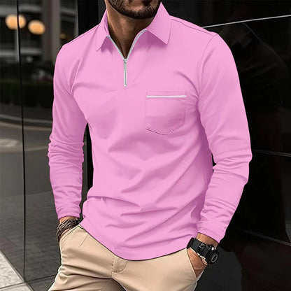 Chemise à manches longues pour hommes avec fermeture éclair et poche poitrine Chic und Stil