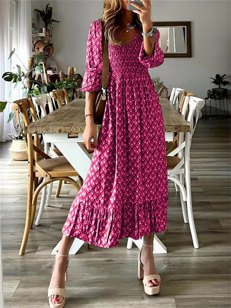 Robe maxi pour femmes avec des manches volumineuses et un cordon élastique à la taille Chic und Stil
