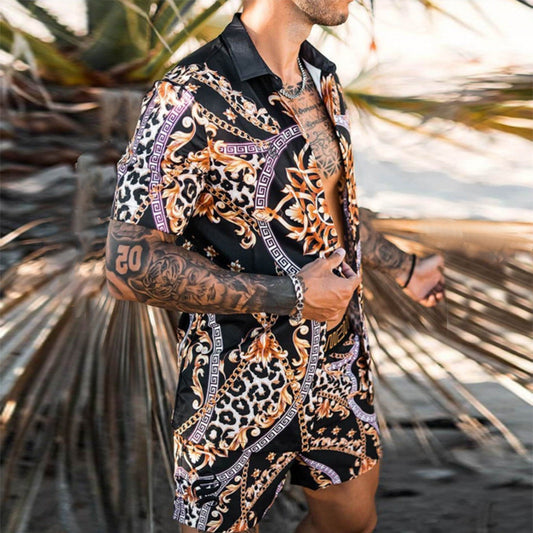 Hommes Ensemble à manches courtes imprimé tropical Chic und Stil