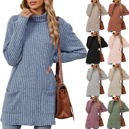 Pull en tricot surdimensionné pour femmes avec col montant et poches pratiques Chic und Stil