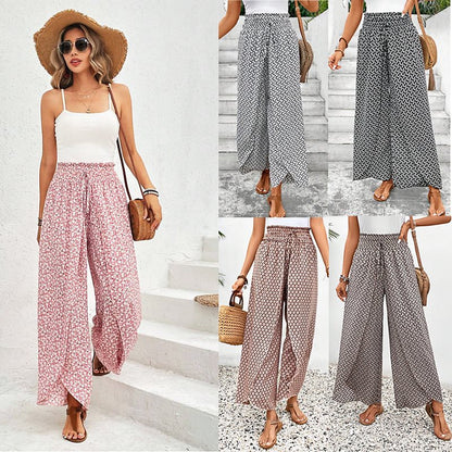 Summer palazzo pants for women with elastic waist and floral pattern Chic and Style