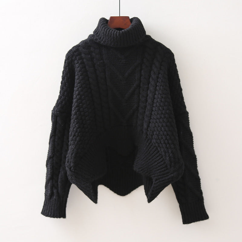 Dame Grand Pull avec Col Haut et Motif Tricot Chic und Stil