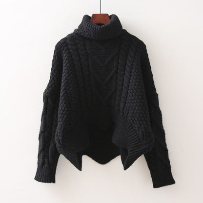 Dame Grand Pull avec Col Haut et Motif Tricot Chic und Stil