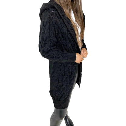 Dames cardigan en tricot avec capuche et motif texturé Chic und Still