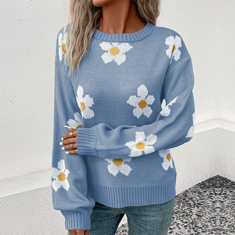 Pull en tricot pour femmes avec motif floral et coupe décontractée Chic und Stil