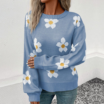 Pull en tricot pour femmes avec motif floral et coupe décontractée Chic und Stil