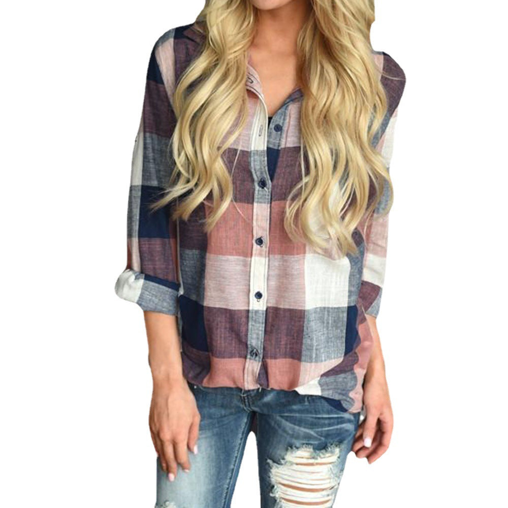 Blouse à carreaux pour femmes avec manches longues et coupe décontractée Chic und Stil