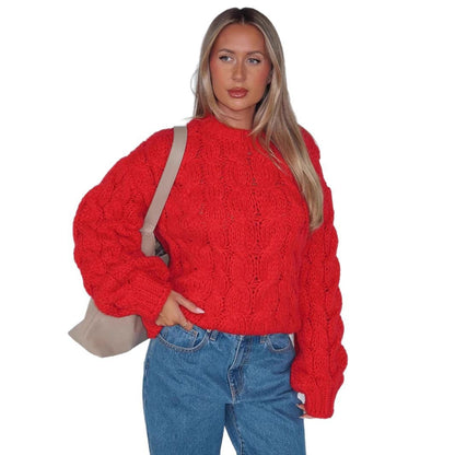Pull-over en grosse maille pour femmes avec un motif de torsade moderne et une coupe décontractée Chic und Stil