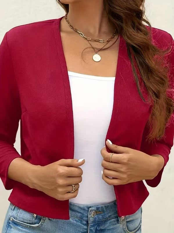 Cardigan féminin aéré avec design avant ouvert et manches ¾ Chic und Stil