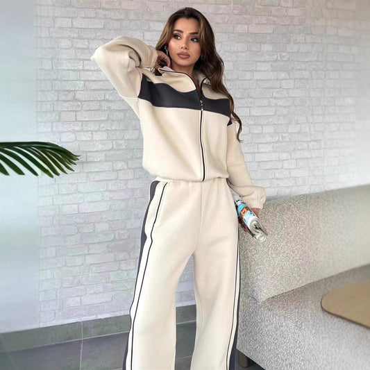 Dames Ensemble de loungewear en polaire sporty avec fermeture éclair Chic und Stil