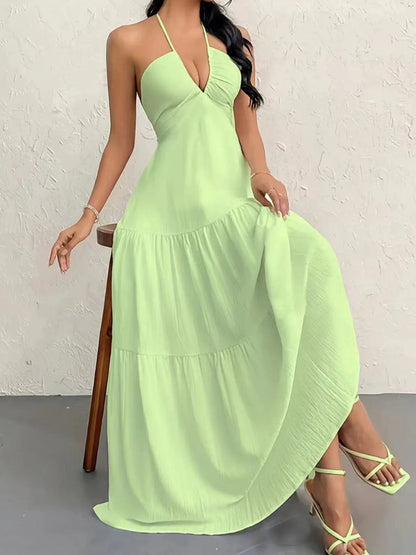 Robe maxi femme avec design sans épaules et détails de volant décontractés Chic und Stil