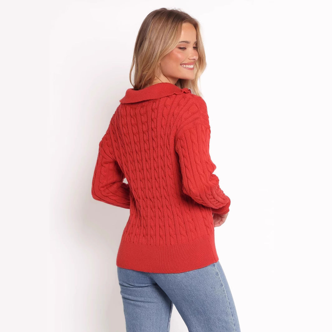 Pull en tricot pour femmes avec un élégant motif en cable et un col montant à la mode Chic und Stil