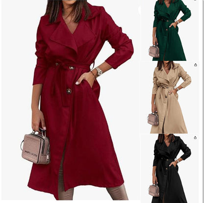 Dames élégant trench-coat avec ceinture et silhouette féminine Heidi-Modèle