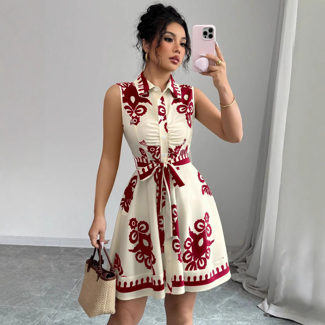 Women's Chic and Stylish A-Line Button-Down Shirt Dress