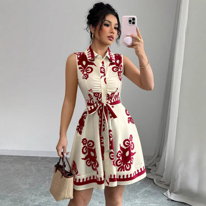 Women's Chic and Stylish A-Line Button-Down Shirt Dress