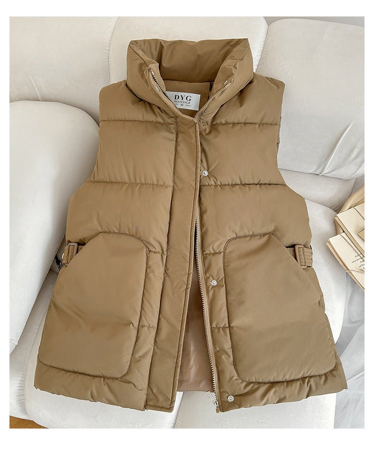 Dame Gilet en satin avec col haut et poches pratiques Chic und Stil