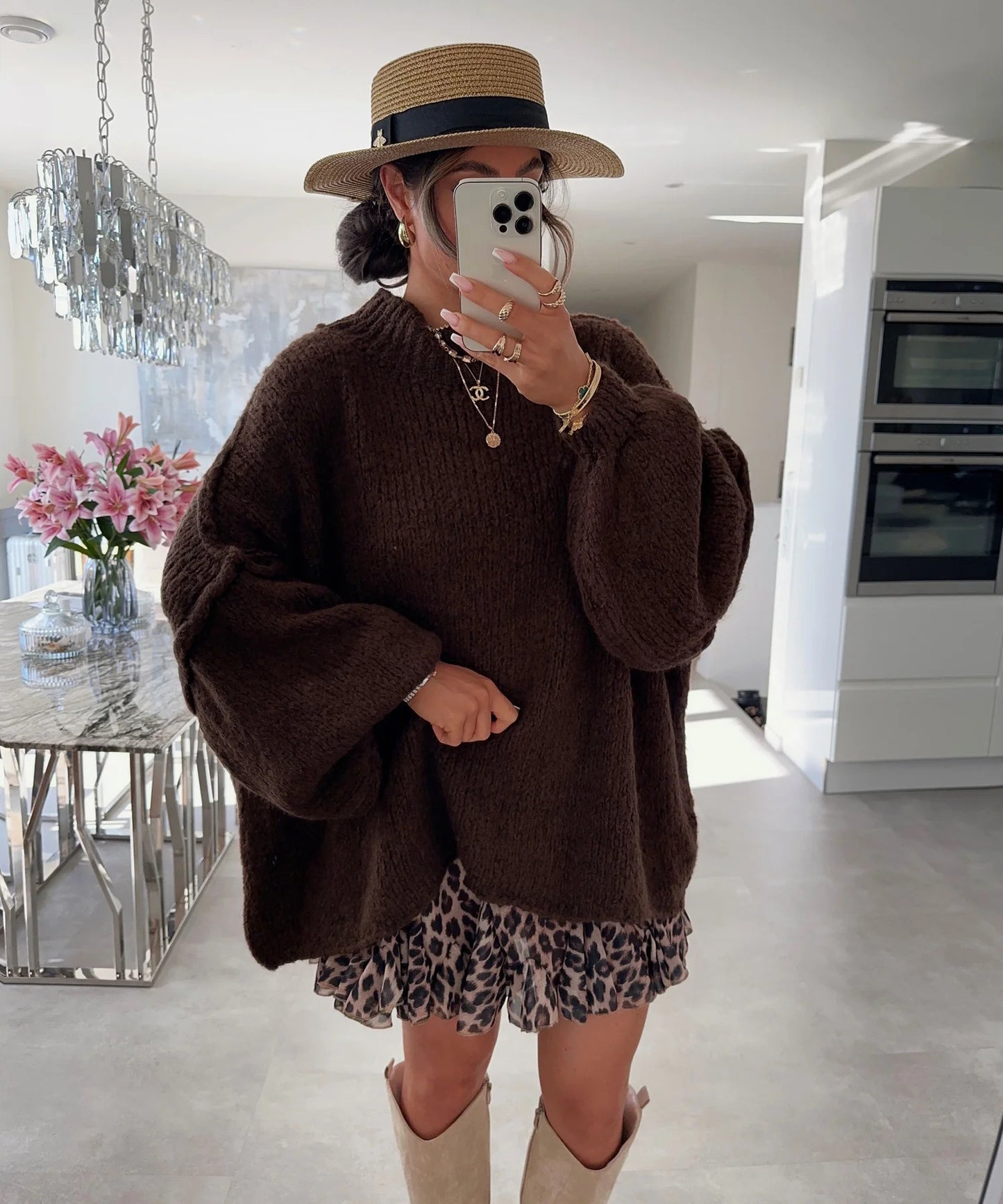 Pull oversized décontracté pour femme avec des manches longues et une coupe atypique Chic und Stil