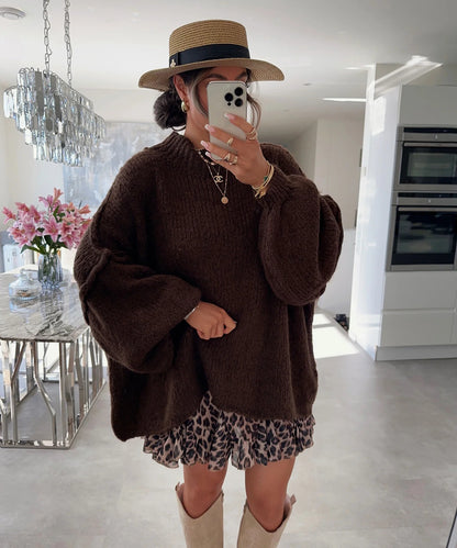 Pull oversized décontracté pour femme avec des manches longues et une coupe atypique Chic und Stil