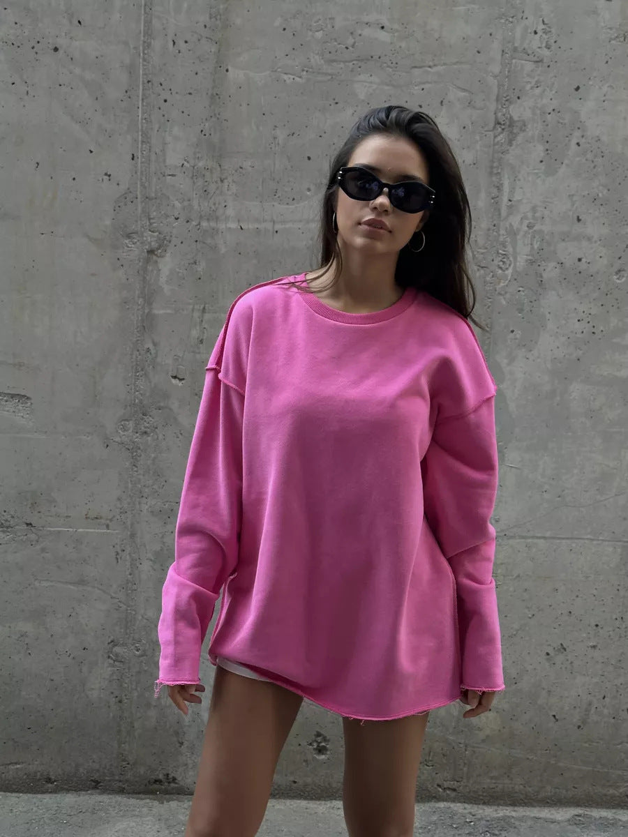 Pull over oversized décontracté pour femmes en mélange de coton doux Chic und Stil