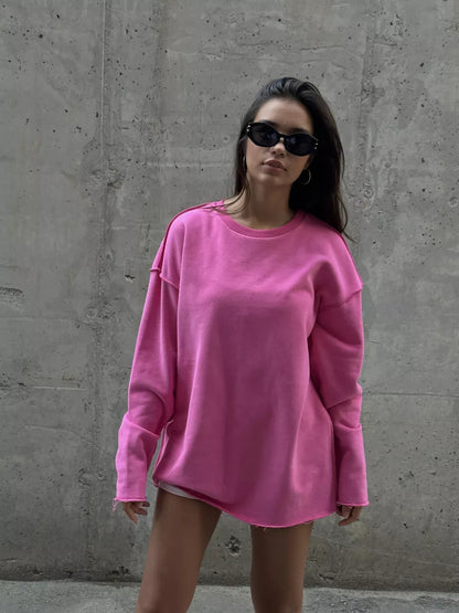 Pull over oversized décontracté pour femmes en mélange de coton doux Chic und Stil