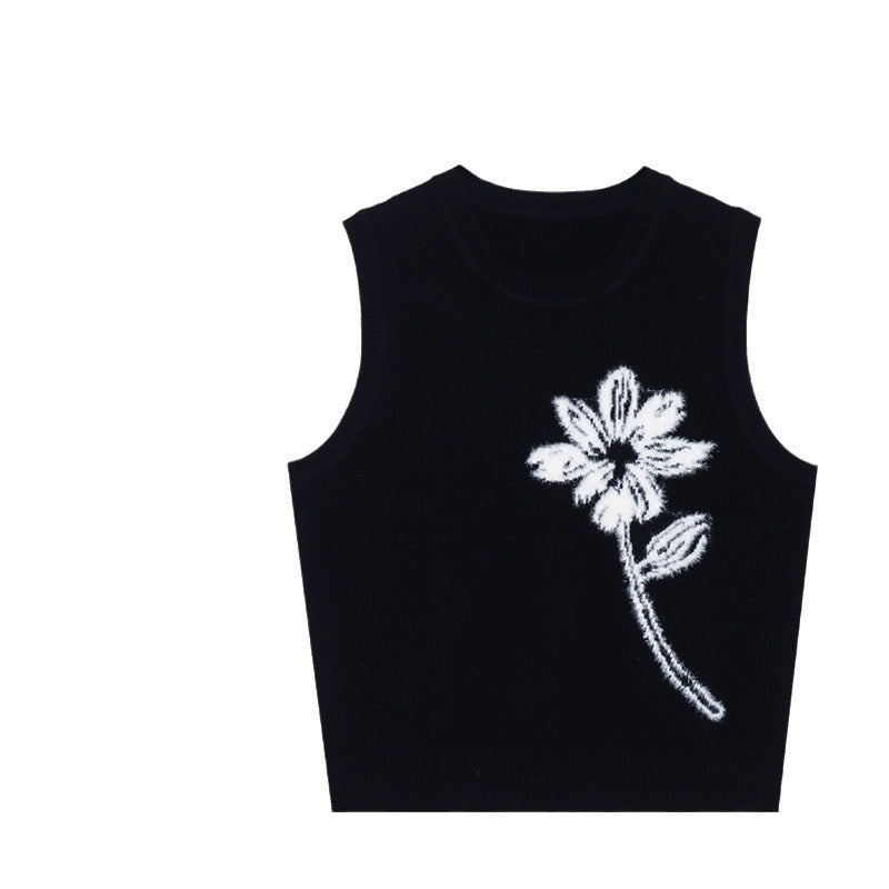 Gilet en tricot floral pour femmes Chic und Stil