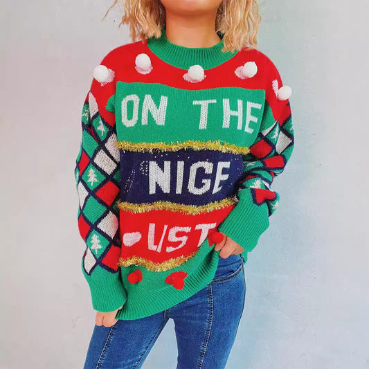 Dames pull festif avec design de Noël et détails ludiques Chic und Stil