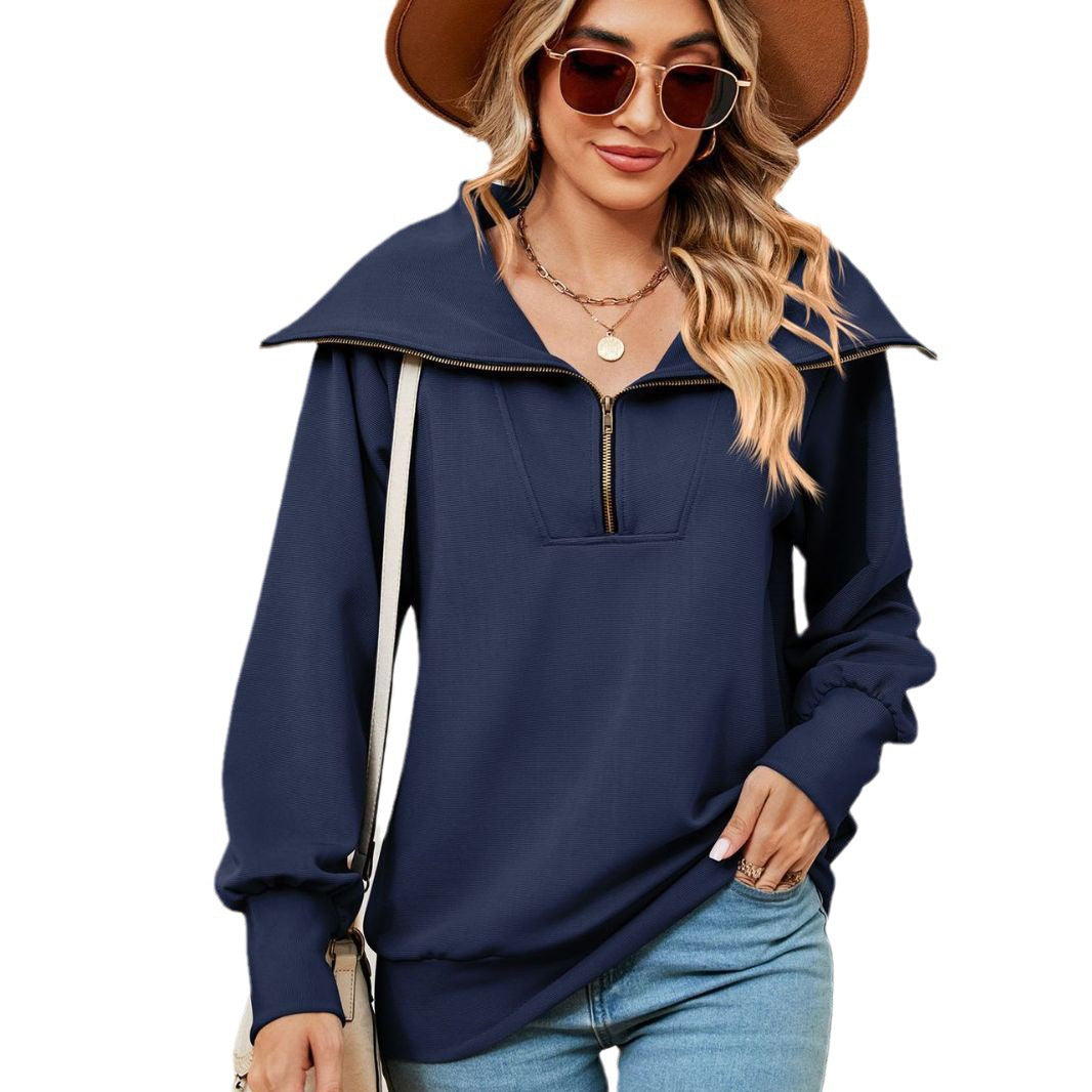Pull femme avec col montant moderne et fermeture éclair Chic und Stil